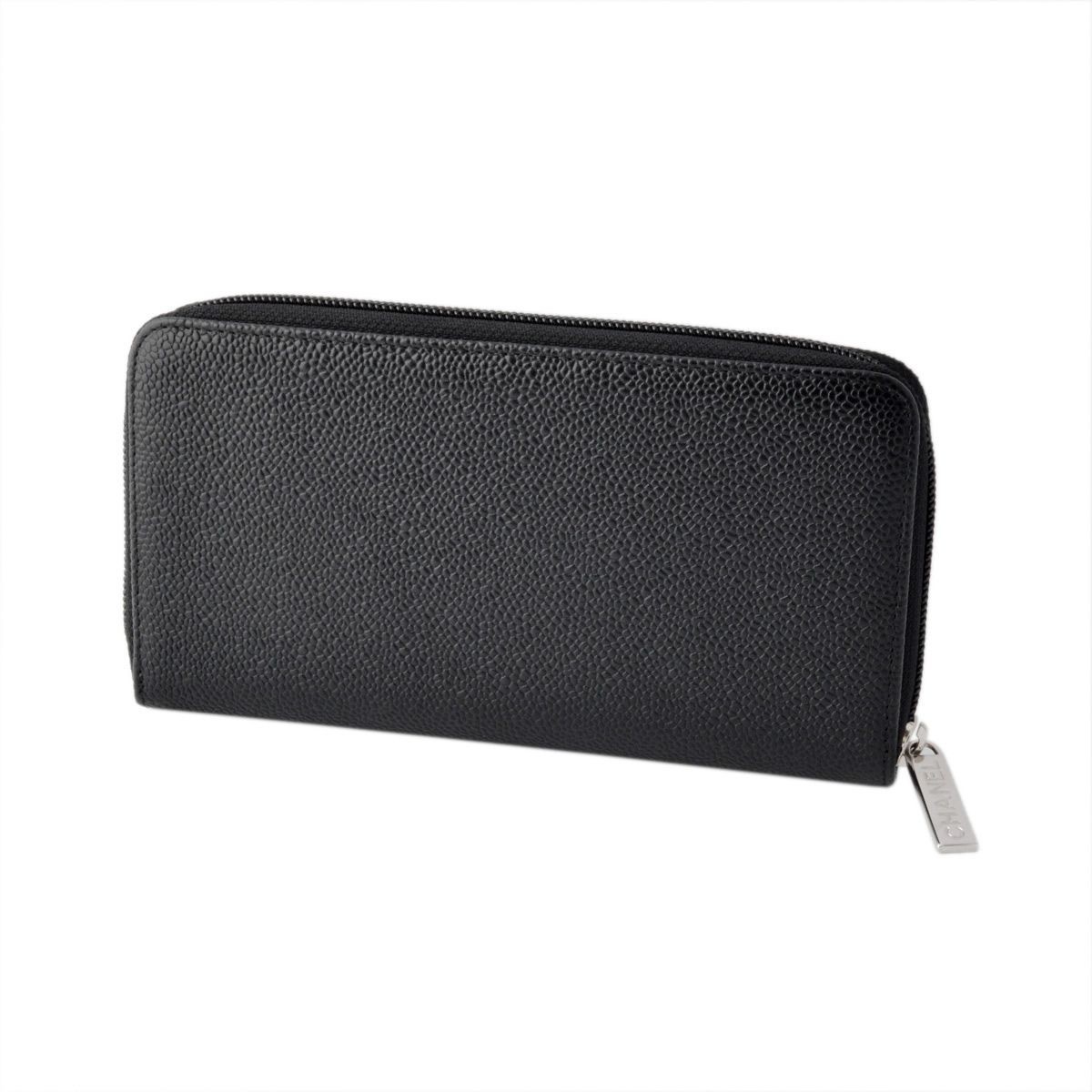 シャネル CHANEL  50071 Y01588 94305  COCO ロゴエンボス キャビアスキン 型押しカーフスキン ラウンドファスナー長財布