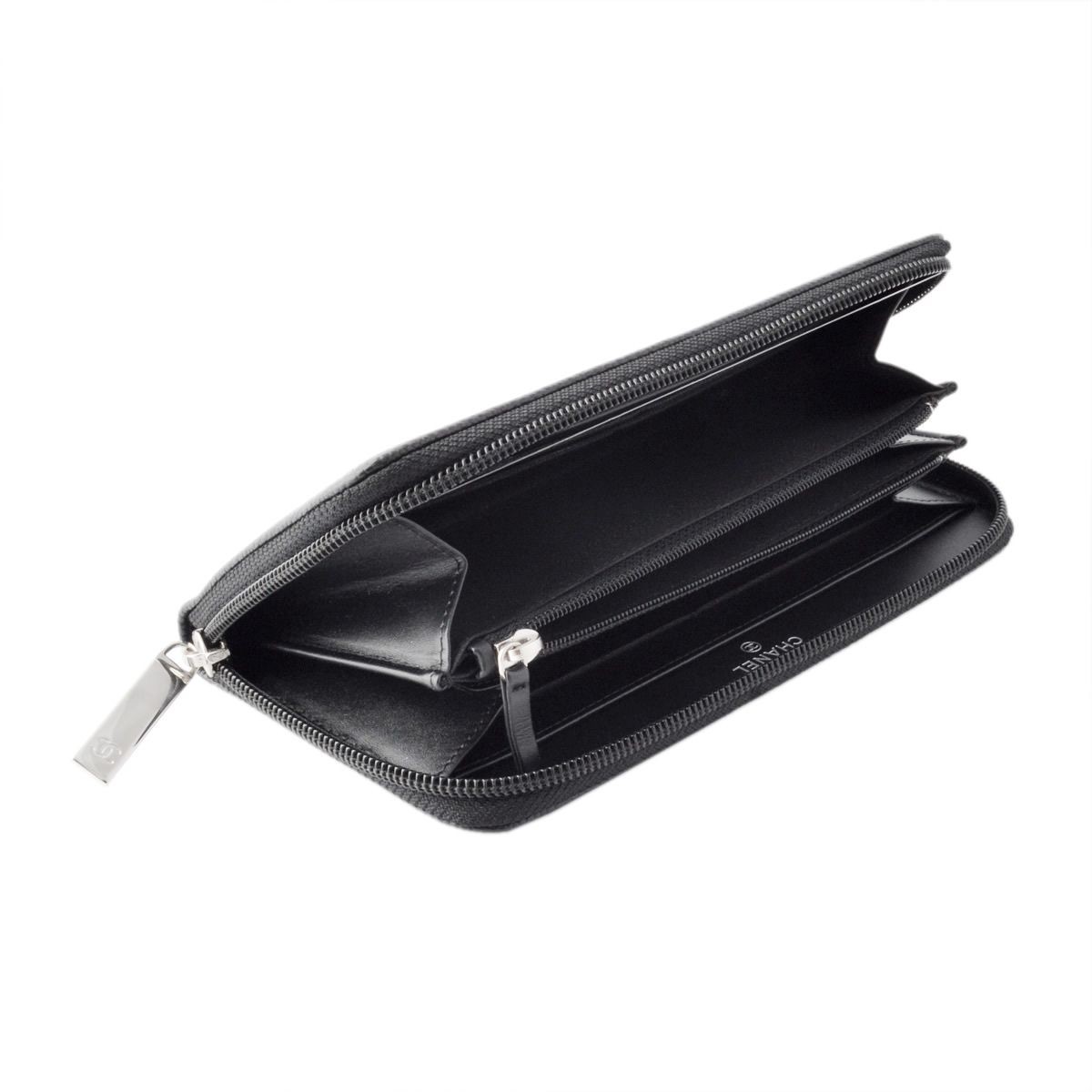 シャネル CHANEL  50071 Y01588 94305  COCO ロゴエンボス キャビアスキン 型押しカーフスキン ラウンドファスナー長財布