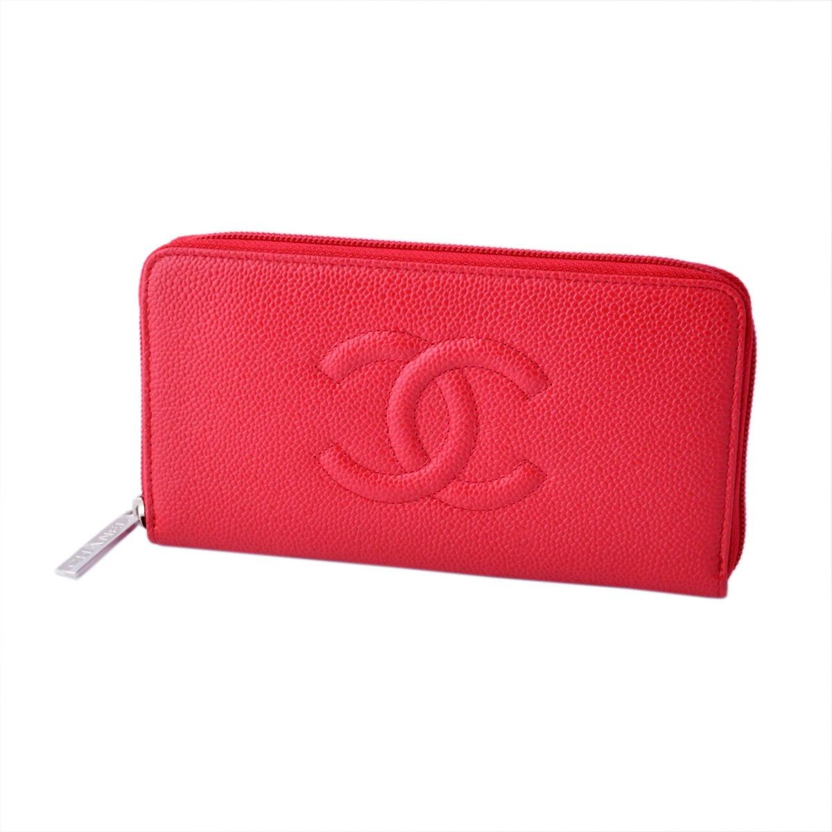 シャネル CHANEL  50071 Y01588 0A347  COCO ロゴエンボス キャビアスキン 型押しカーフスキン ラウンドファスナー長財布