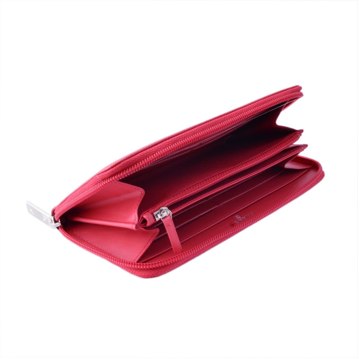 シャネル CHANEL  50071 Y01588 0A347  COCO ロゴエンボス キャビアスキン 型押しカーフスキン ラウンドファスナー長財布