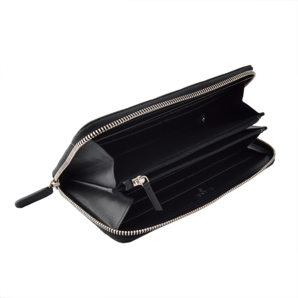 シャネル CHANEL  80695 Y06500 94305 COCO ロゴエンボス ダイヤ型押し キャビアスキン ラウンドファスナー長財布