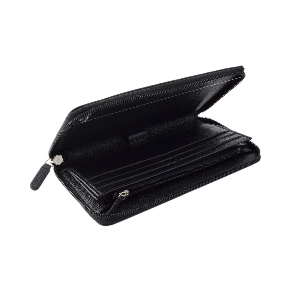 シャネル CHANEL  84065 Y25523 94305 COCO ロゴボタン キャビアスキン オーガナイザー ラウンドファスナー長財布 トラベルウォレット