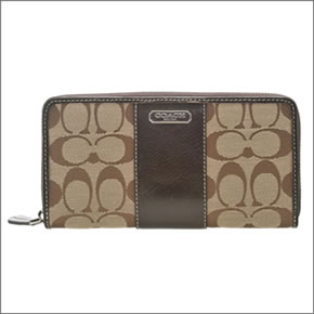 【COACH】コーチ ペネロピシグネスリム ラウンドファスナー長財布 カーキ／マホガニー 43439 SKHMA