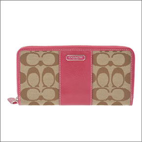 【COACH】コーチ ペネロピシグネスリム ラウンドファスナー長財布 カーキー/ラズベリー 43439 SKHRA