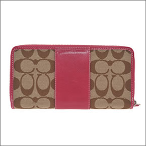 【COACH】コーチ ペネロピシグネスリム ラウンドファスナー長財布 カーキー/ラズベリー 43439 SKHRA