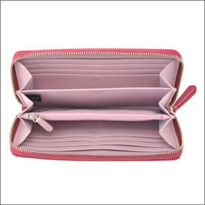 【COACH】コーチ ペネロピシグネスリム ラウンドファスナー長財布 カーキー/ラズベリー 43439 SKHRA