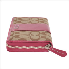 【COACH】コーチ ペネロピシグネスリム ラウンドファスナー長財布 カーキー/ラズベリー 43439 SKHRA