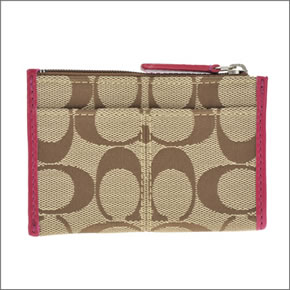 【COACH】コーチ サットン シグネチャー ミニ スキニー  コインケース 小銭入れ カーキ/マゼンタ 43967 SKHMJ
