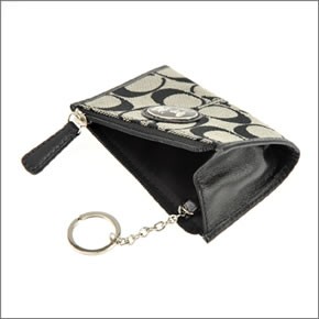 コーチ サットン シグネチャー ミニスキニー コインケース 小銭入れ ブラック/ホワイト 43967 SBWBK