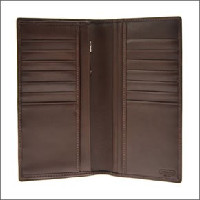 コーチ ヘリテージ ストライプ ブレスト ポケット ウォレット メンズ 二つ折り長財布（小銭入れ付） カーキ/マホガニー 74237 KH/MA