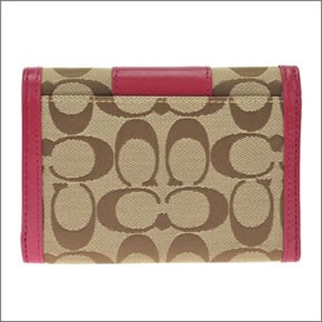 コーチ サットンシグネチャー 二つ折り財布 カーキ×マゼンダ 43986 SKHMJ