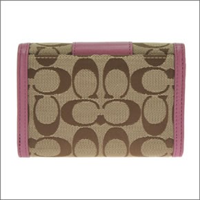 コーチ サットンシグネチャー 二つ折り財布 カーキ×ローズ 43986 SKHRO