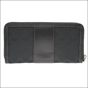 コーチ サットン シグネチャー ラウンドファスナー長財布　ブラック/ブラック 44026 SBKBK