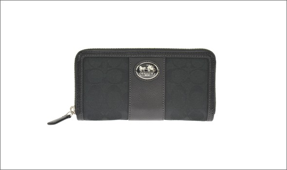 コーチ サットン シグネチャー ラウンドファスナー長財布　ブラック/ブラック 44026 SBKBK