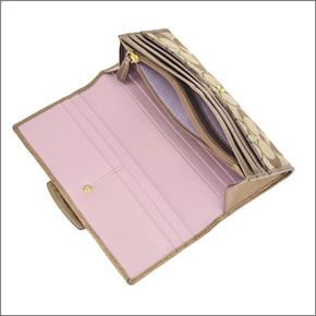 コーチ ペネロピシグネチャー スリム エンベロープ ファスナー小銭入れ付 二つ折り長財布 カーキ/ブロンズ  43412 BKHBZ