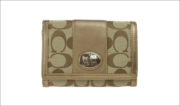 コーチ サットンシグネチャー 二つ折り財布 カーキ×ブロンズ 43986 SKHBZ