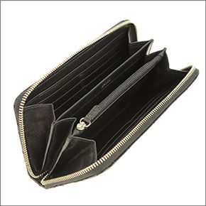 コーチ POPPY ポピー キルテッド レザー ラウンドファスナー長財布 ブラック 47885 SV/BK