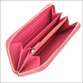 コーチ POPPY ポピー キルテッド レザー　ラウンドファスナー長財布 ピンクレッド 47885 SV/FX