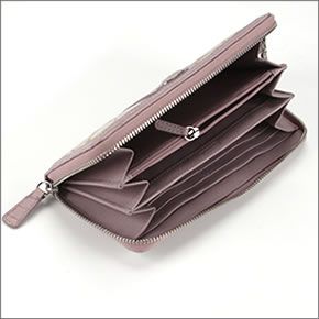 コーチ サットン シグネチャー  ラウンドファスナー長財布 キャンバス×クロコ型押しレザー クリームライトカーキ/ライトピンク 45963 SVAQJ