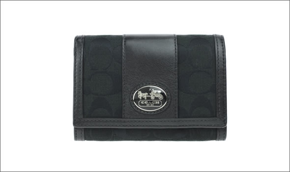 コーチ サットンシグネチャー 二つ折り財布 ブラック/ブラック 43986 SBKBK