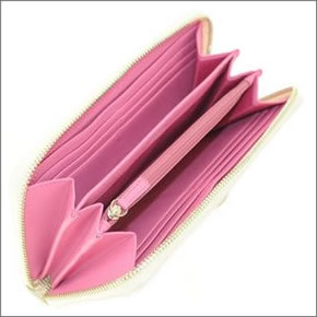 コーチ ウェイバリー ハーツ  ラウンドファスナー長財布 カーキ/ピンク 44773 SKHPK