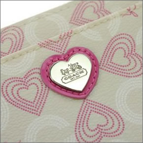 コーチ ウェイバリー ハーツ  ラウンドファスナー長財布 カーキ/ピンク 44773 SKHPK