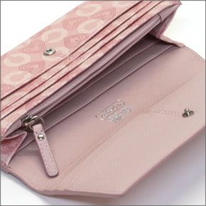 コーチ ウェイバリーハーツ スリム エンベロープ 二つ折り長財布 ピンク/コーラルマルチ 44929 SVAHC