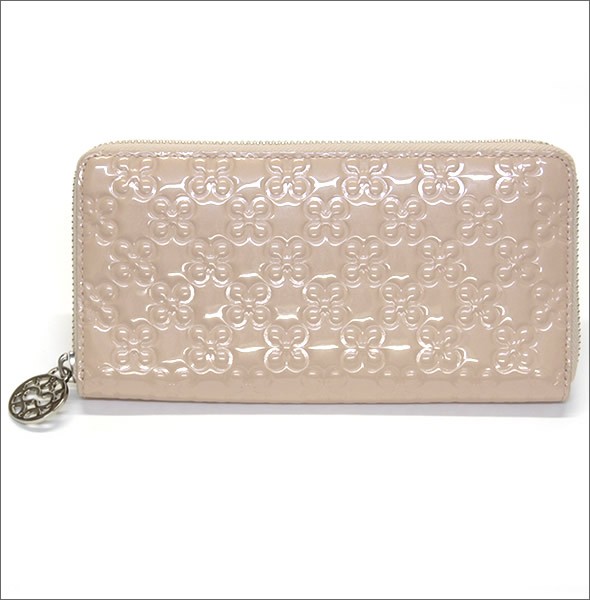 コーチ チェルシー エンボスド パテント ラウンドファスナー長財布 バフ 45837 SV/BF