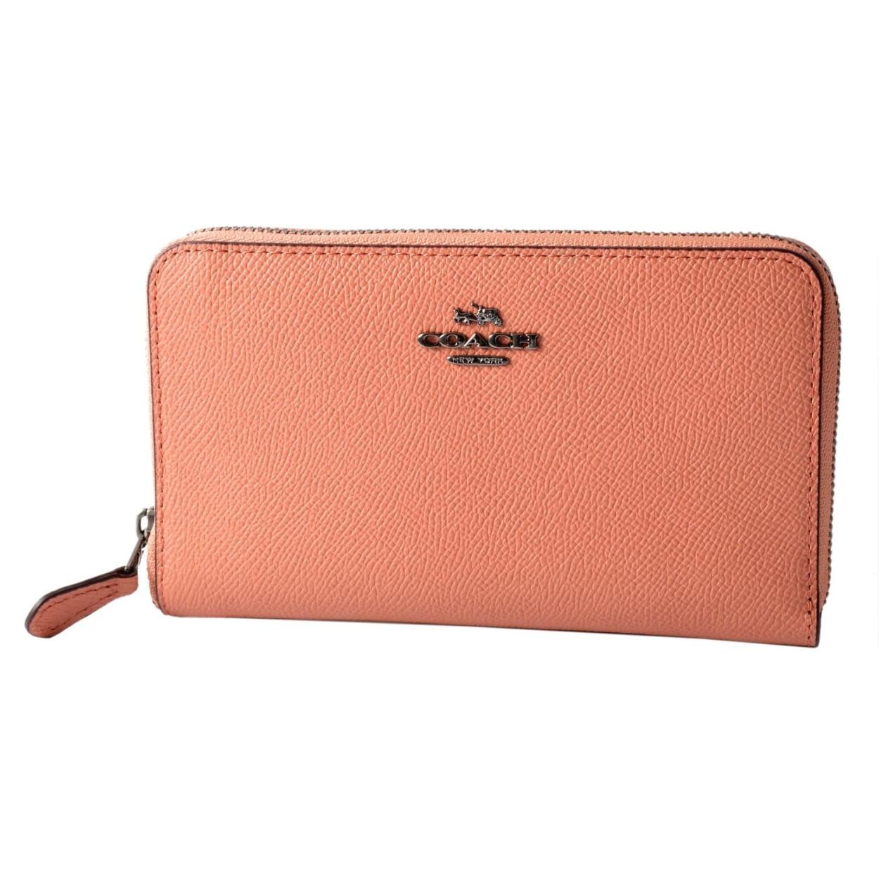 コーチ COACH 58584 Dk/Melon(DKM8J) ラウンドファスナー長財布 MEDIUM ZIP AROUND