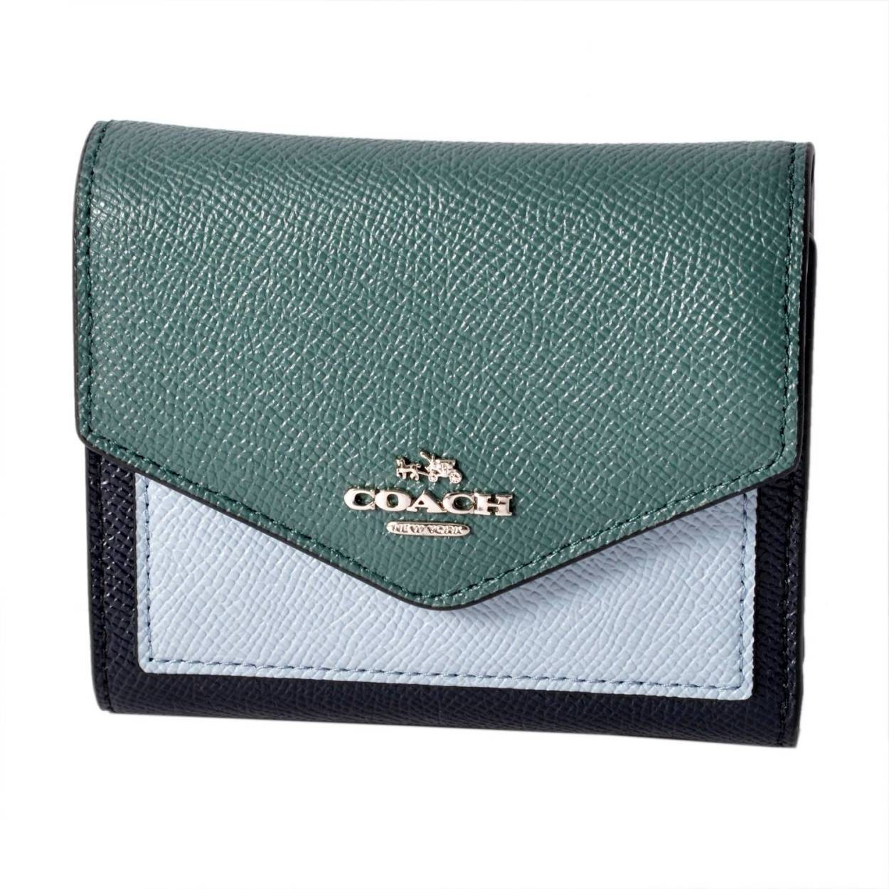 コーチ COACH 12123 Sv/Navy Multi（SV/NY) カラーブロック 三つ折り ミニ財布　 SMALL WALLET