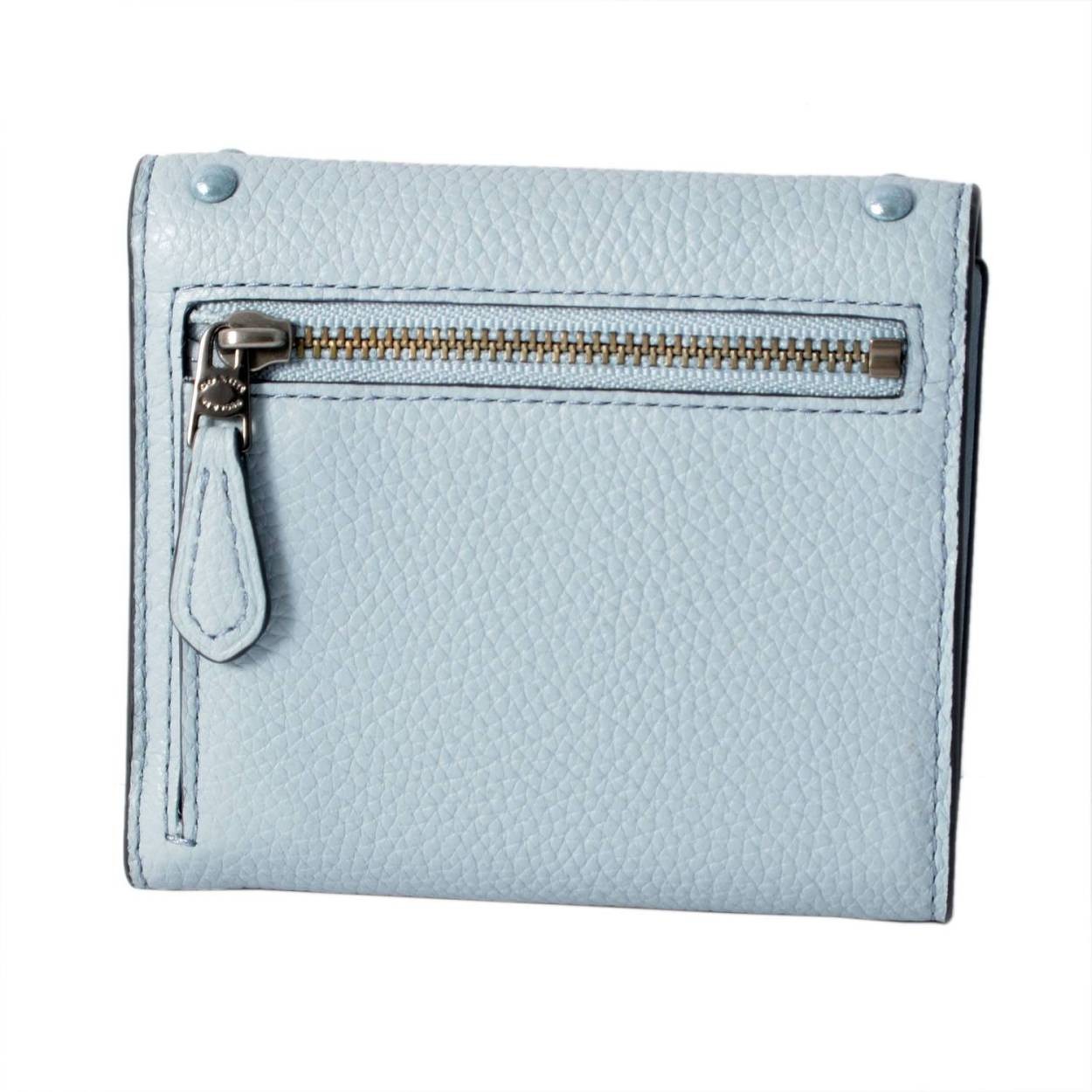 コーチ COACH 12171 Dk/Pale Blue (DKPBU) ラッカー リベット スタッズ付 三つ折り ミニ財布　 SMALL WALLET