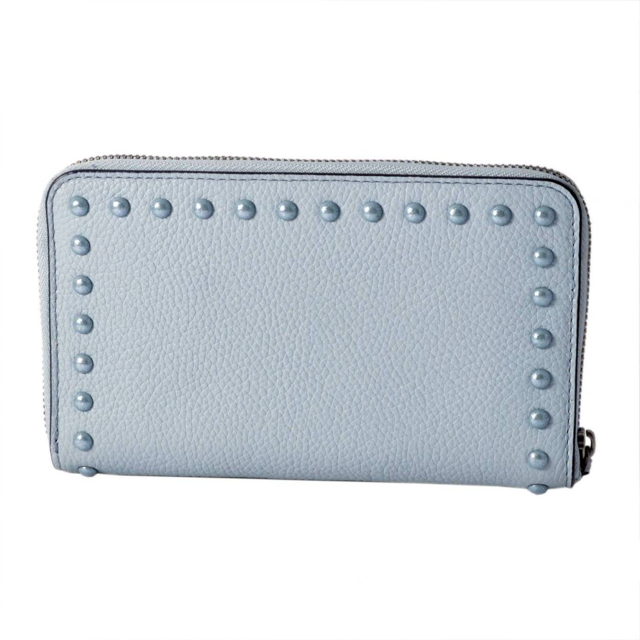 コーチ COACH 12172 Dk/Pale Blue (DKPBU) ラッカー リベット スタッズ付 ラウンドファスナー長財布 MEDIUM ZIP AROUND