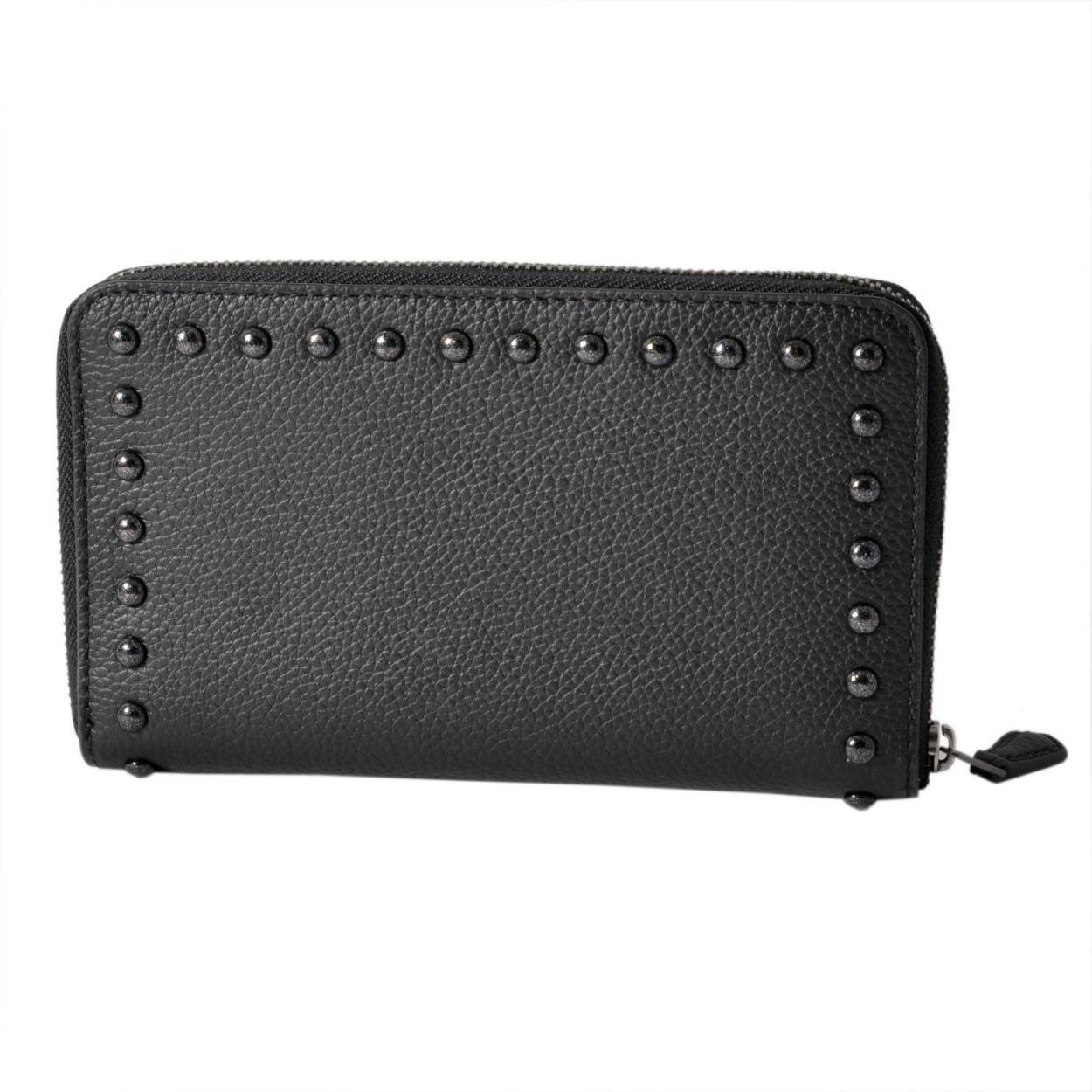コーチ COACH 12172 Qb/Black（QB/BK） ラッカー リベット スタッズ付 ラウンドファスナー長財布 MEDIUM ZIP AROUND