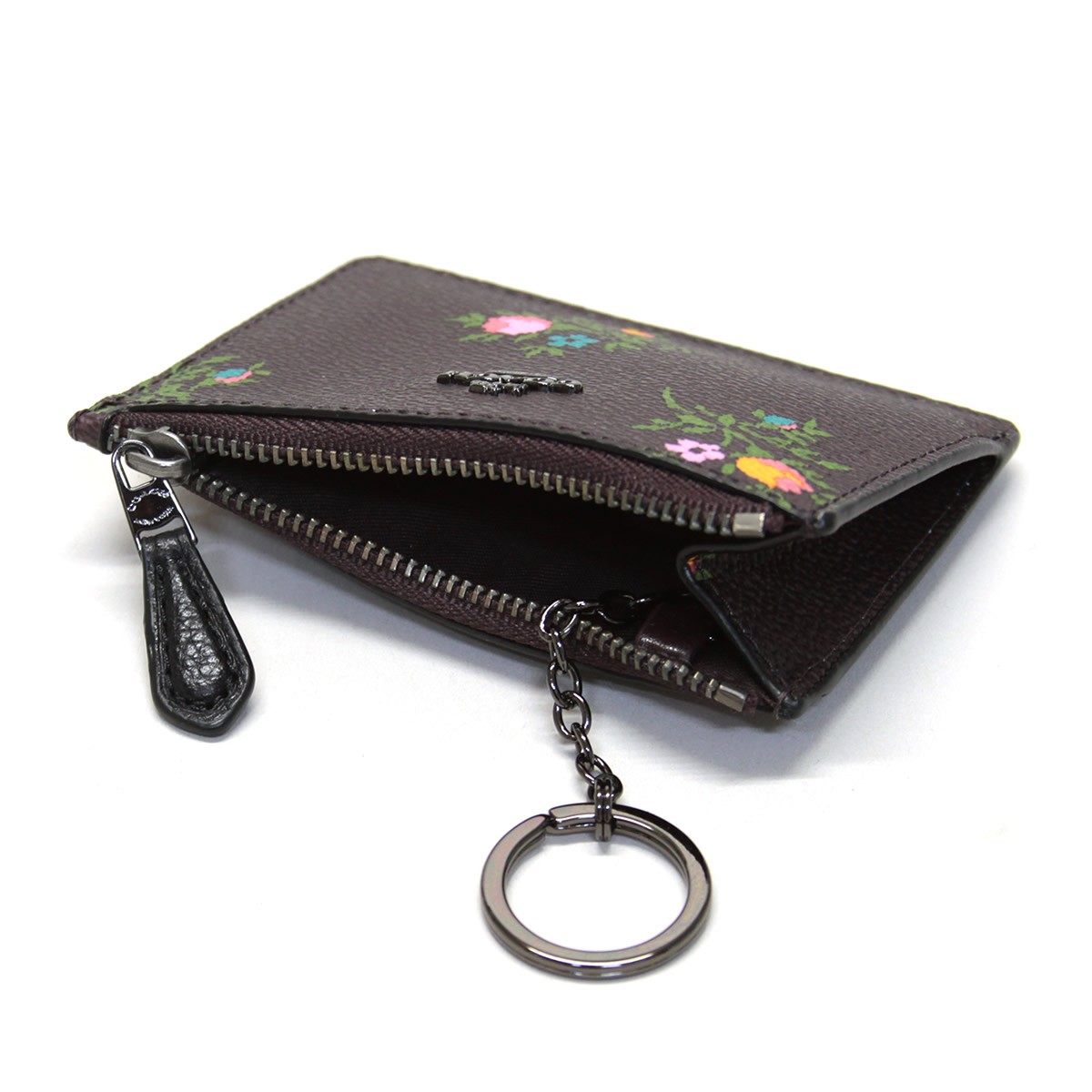 コーチ COACH 23518 Dk/Oxblood Cross Stitch Floral (DKMXP) フラワープリント パスケース 小銭入れ・キーリング付 マルチケース MINI SKINNY ID CASE