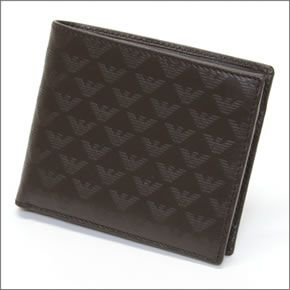エンポリオアルマーニ  イーグル型押し メンズ 小銭入れ付 二つ折り財布 YEM122 YC043 80006