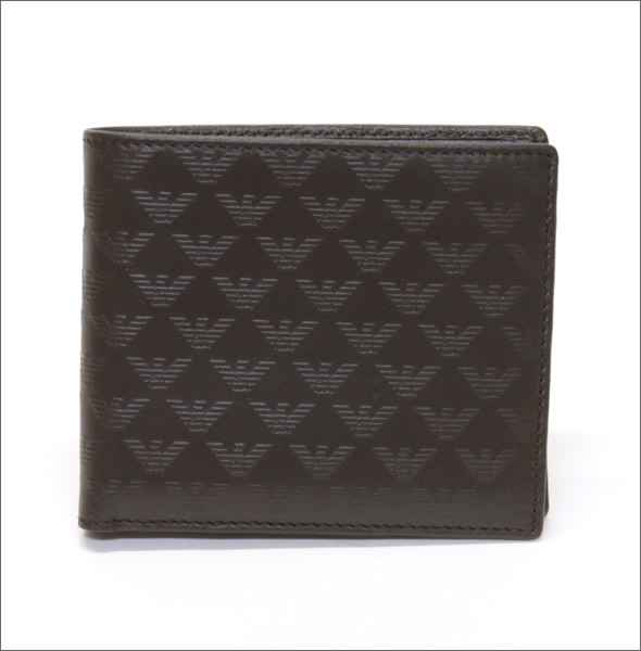エンポリオアルマーニ  イーグル型押し メンズ 小銭入れ付 二つ折り財布 YEM122 YC043 80006