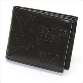 エンポリオアルマーニ  イーグル型押し メンズ 小銭入れ付 二つ折り財布 YEM122 YH187 80001