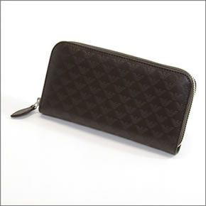 エンポリオアルマーニ  イーグル型押し メンズ ラウンドファスナー長財布  YEME49 YC043 80006