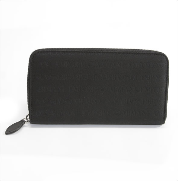 エンポリオアルマーニ  ロゴ織り メンズ ラウンドファスナー長財布  YEME49 YCF04 88001