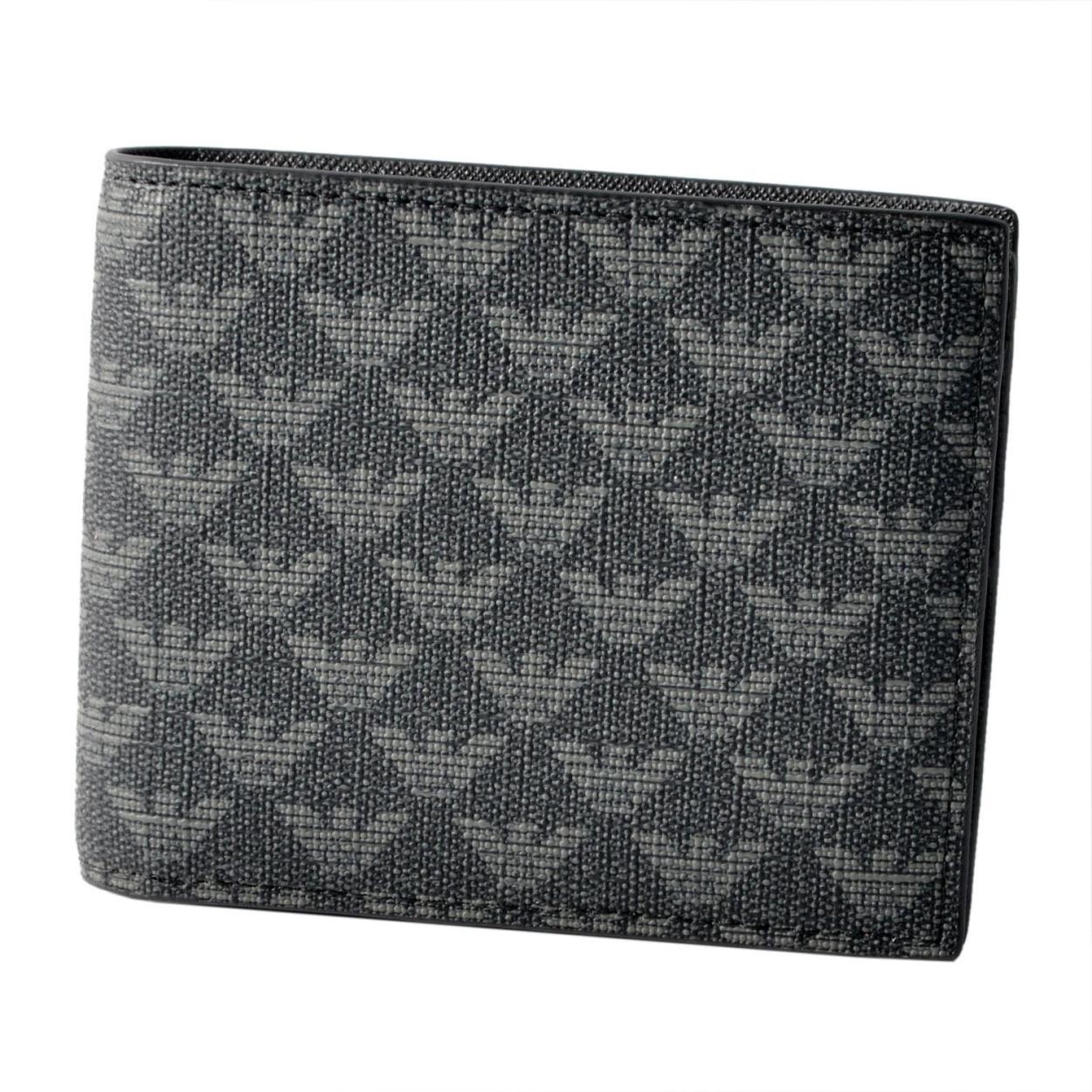 エンポリオアルマーニ EMPORIO ARMANI Y4R066 YO23J 86526 イーグルロゴプリント メンズ 二つ折り財布 小銭入れ無し