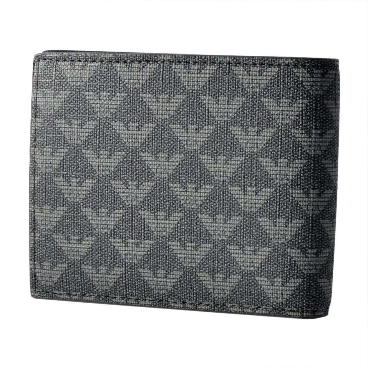 エンポリオアルマーニ EMPORIO ARMANI Y4R066 YO23J 86526 イーグルロゴプリント メンズ 二つ折り財布 小銭入れ無し