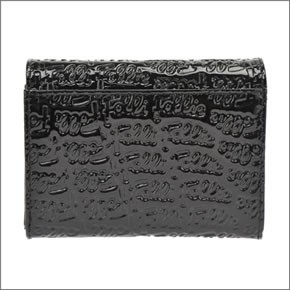 フォリフォリ ロゴマニア ロゴ型押し 小銭入れ付 二つ折り財布 ブラック WA0L026SK BLK