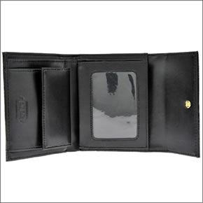 フォリフォリ ロゴマニア ロゴ型押し 小銭入れ・パスケース付 三つ折財布　ブラック WA0L027SK BLK