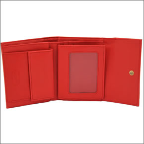 フォリフォリ ロゴマニア ロゴ型押し 小銭入れ・パスケース付 三つ折財布　レッド WA0L027SR RED