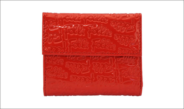 フォリフォリ ロゴマニア ロゴ型押し 小銭入れ・パスケース付 三つ折財布　レッド WA0L027SR RED