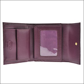 フォリフォリ ロゴマニア ロゴ型押し 小銭入れ・パスケース付 三つ折財布 パープル WA0L027SV PPL