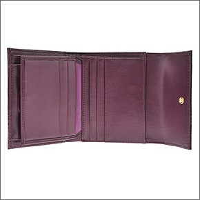 フォリフォリ ロゴマニア ロゴ型押し 小銭入れ・パスケース付 三つ折財布 パープル WA0L027SV PPL