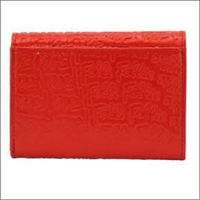 フォリフォリ ロゴマニア ロゴ型押し 小銭入れ付 二つ折り財布 レッド WA0L026SR RED