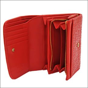 フォリフォリ ロゴマニア ロゴ型押し 小銭入れ付 二つ折り財布 レッド WA0L026SR RED