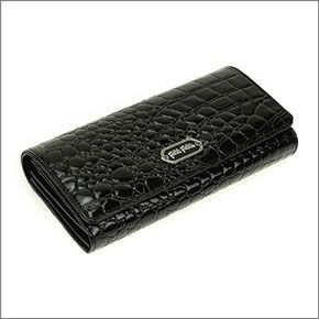 フォリフォリ ≪取り寄せ商品≫ クロコ型押し 二つ折り長財布  WA1P028WK/BLK